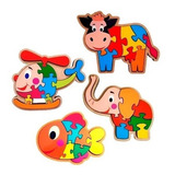 Kit 4 Brinquedos Educativos Quebra Cabeça Puzzle Divertido