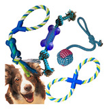 Kit 4 Brinquedos Para Cachorro Mordedor Puxador Bola Corda