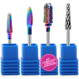 Kit 4 Brocas Tungstênio Unhas Gel Fibra De Vidro Manutenção Bella Boutique