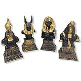 Kit 4 Bustos Egípcios Anúbis Tutancâmon Hórus E Thot 15 Cm