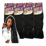 Kit 4 Cabelo Jumbo Jumbão Trança Box Braid Hiper X Kanekalon