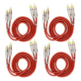 Kit 4 Cabo Rca 1 Metro Cabos De 1m 1 M Blindado 5mm Prime Dupla Blindagem Conectores Banhados A Ouro Som Vídeo Módulo