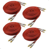 Kit 4 Cabo Rca Blindado 5 Metros Plug Metal Banhado Ouro