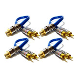 Kit 4 Cabo Rca Y Blindado 2m1f Plug Metal 2 Machos E 1 Fêmea