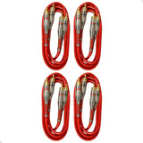 Kit 4 Cabos Rca 1 Metro Blindado Plug Metal Banhado Ouro