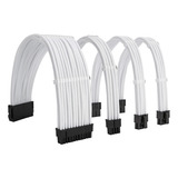 Kit 4 Cabos Sleeved Branco Extensor Fonte Atx Eps Pci e
