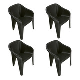 Kit 4 Cadeira Poltrona Plastico Resistente Reforçada 182kg