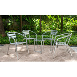 Kit 4 Cadeiras 1 Mesa Alumínio Área Varanda Piscina Jardim
