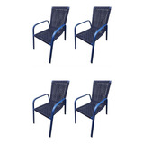 Kit 4 Cadeiras Aluminio Corda Nautica Descanso Confortável