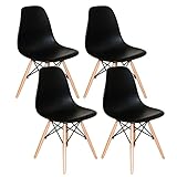 Kit 4 Cadeiras Charles Eames Eiffel Dsw Wood Preto