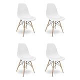 Kit 4 Cadeiras Charles Eames Eiffel Wood Design Branca