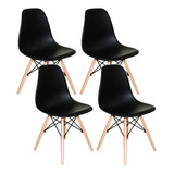 Kit 4 Cadeiras Charles Eames Eiffel Wood Design Pretas Cor Da Estrutura Da Cadeira Preto