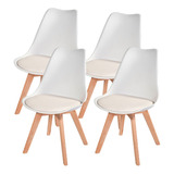 Kit 4 Cadeiras Charles Eames Leda Design Wood Estofada Base