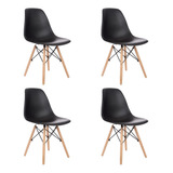 Kit 4 Cadeiras Charles Eames Wood Design De Jantar Cozinha 