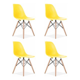 Kit 4 Cadeiras Charles Eames Wood