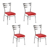 Kit 4 Cadeiras Cozinha Com Reforço Cromada Várias Cores Assento Direto De Fábrica