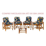 Kit 4 Cadeiras De Bambu Soltas E Mesinha Área Jardim Varanda
