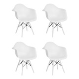 Kit 4 Cadeiras De Jantar Eames Eiffel Braço Branca Color