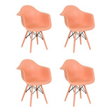 Kit 4 Cadeiras De Jantar Eames Eiffel Braço Melão Color