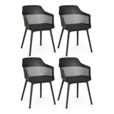 Kit 4 Cadeiras De Jantar Estofada Marcela Magazine Decor Cor Preto
