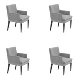 Kit 4 Cadeiras De Jantar Germany Retro Suede Cinza