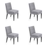 Kit 4 Cadeiras De Jantar Germany Suede Cinza Dominic Decor