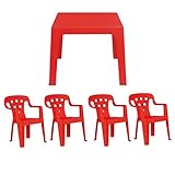 Kit 4 Cadeiras Infantil E 1 Mesa Mesinha Plástica Vermelha 15151506 Mor