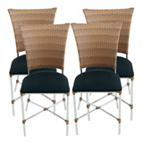 Kit 4 Cadeiras Promoção Cromada Fibra Sintetica Para Cozinha
