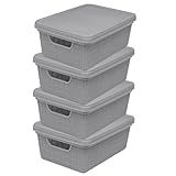 Kit 4 Caixa Organizadora 5 Litros Com Tampa Escritório Banheiro Cozinha Cinza 