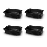 Kit 4 Caixa Plástica P Obra Concreto Preta 40l Resistente