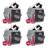Kit 4 Caixa Transporte Para Cães E Gatos Durapets Rosa N 2