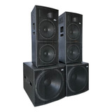 Kit 4 Caixas Amplificada Ativa Passiva 2x12 Sub 18 3200w