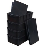 Kit 4 Caixas Organizadora Preta 39 Litros Tampa Caixa 1013