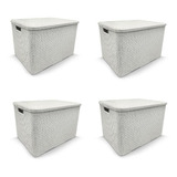 Kit 4 Caixas Organizadoras Rattan Com Tampa 7 Litros Branca