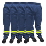 Kit 4 calça De Uniforme Brim Pesado Com Faixa Refletiva