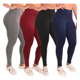 Kit 4 Calça Legging Feminina Slim Academia Suplex Atacado