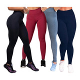 Kit 4 Calça Legging Ginástica Academia Fitness Cós Alto