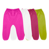 Kit 4 Calça Mijão Bebe Meia Malha Com Pezinhos Sortido Mjpk1