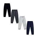 Kit 4 Calças De Moletom KYLY Flaneladas Com Punho Para Crianças De 10 A 16 Anos Unissex 10 MARINHO PRETA GRAFITE E MESCLA