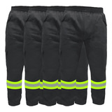 Kit 4 Calças De Uniforme Profissional Em Brim Com Faixa