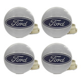 Kit 4 Calotinha Centro Miolo De Roda Ford Focus Prata 55mm
