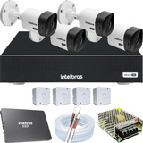 Kit 4 Cameras Intelbras 1120b Dvr Mhdx 1104 c Hd 512gb Ssd