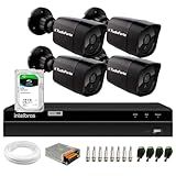 Kit 4 Câmeras Tudo Forte Bullet Black Full Hd 1080p  Lente 2 8mm  Visão Noturna 20m  Ip66   Dvr Intelbras Mhdx 1204 4 Canais   Hd Skyhawk 2tb