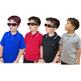 Kit 4 Camisa Camiseta Gola Polo Infantil Menino Manga Curta