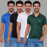 Kit 4 Camisa Cravo Azul Gola Polo Masculina Premium Slim