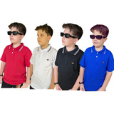 Kit 4 Camisa Gola Polo Infantil Menino Confortável Básica