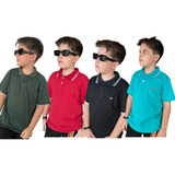 Kit 4 Camisa Gola Polo Infantil Menino Manga Curta Basica