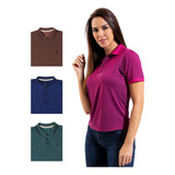 Kit 4 Camisa Polo Feminina Piquet Viscose Dry Leve Dia A Dia