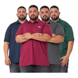 Kit 4 Camisa Polo Masculina Plus Size Piquet Algodão Premium