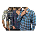 Kit 4 Camisa Social Masculina Slim Fit Xadrez